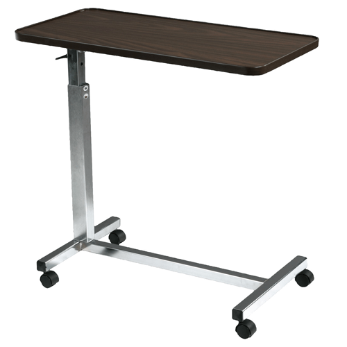 Mountainside Medical Equipment | Bedside Table, Casters, Drive Medical, Non Tilt, Over Bed Table, Table, Walnut