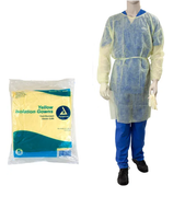 Buy Dynarex Isolation Gown Fluid Resistant Yellow Full Back 50/cs  online at Mountainside Medical Equipment