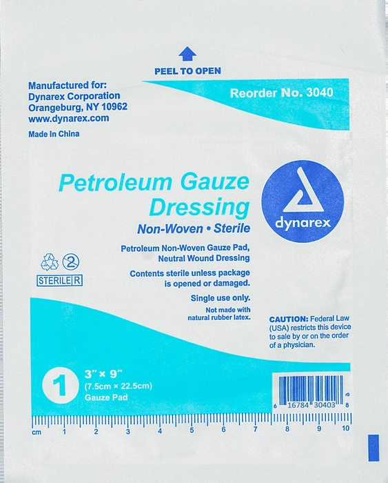 Buy Dynarex Petroleum Gauze Dressing 3" x 9", 12/box  online at Mountainside Medical Equipment