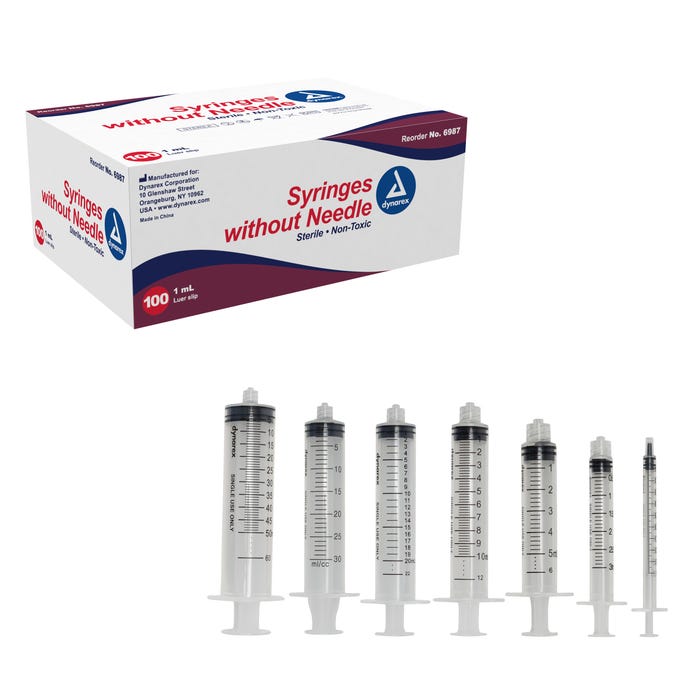 Dynarex Luer Lock Syringes without Needle — Mountainside Medical Equipment