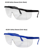 Safety Glasses, Clear with Wide View Optical Lenses Black Blue