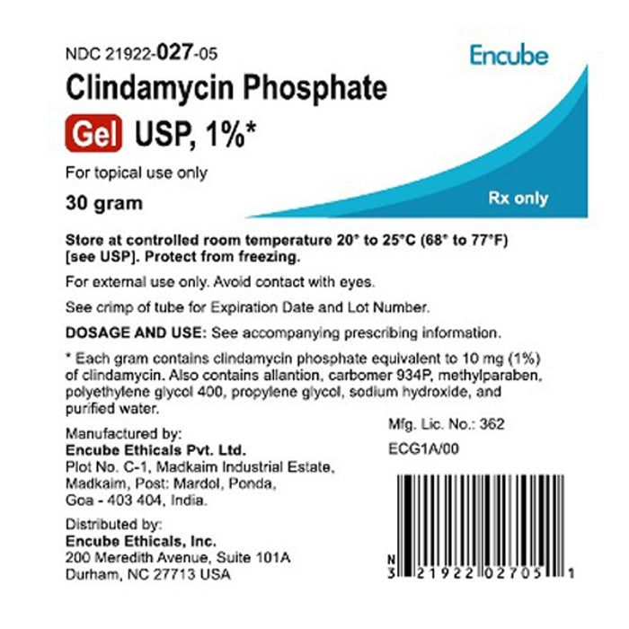 Clindamycin Phosphate 1 Topical Gel 30 mg by Encube — Mountainside