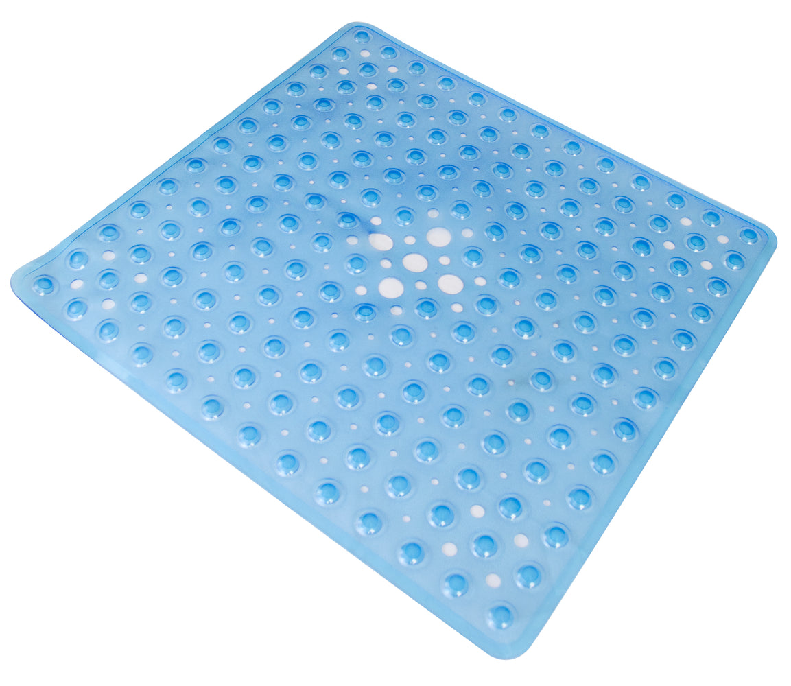 Bath Safety | Essential Medical 21" x 21" Blue Shower Mat with Drain Holes