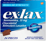 Buy Glaxo Smith Kline Ex-Lax Chocolate Chewables Gentle Stimulant Laxative 24 Count  online at Mountainside Medical Equipment