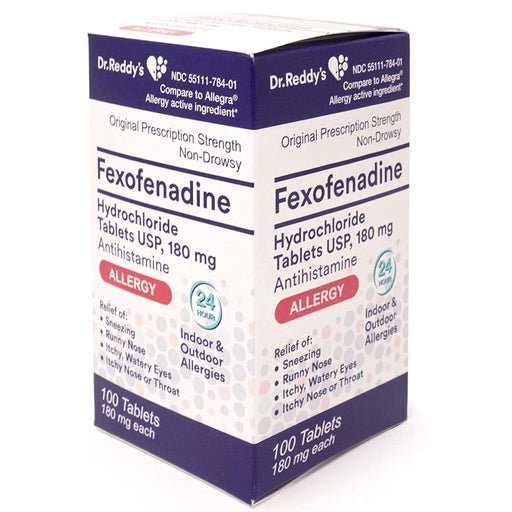 Buy Dr Reddys Laboratories Fexofenadine HCL 180mg Allergy Relief Medicine 100 Tablets (Compare to Allegra)  online at Mountainside Medical Equipment