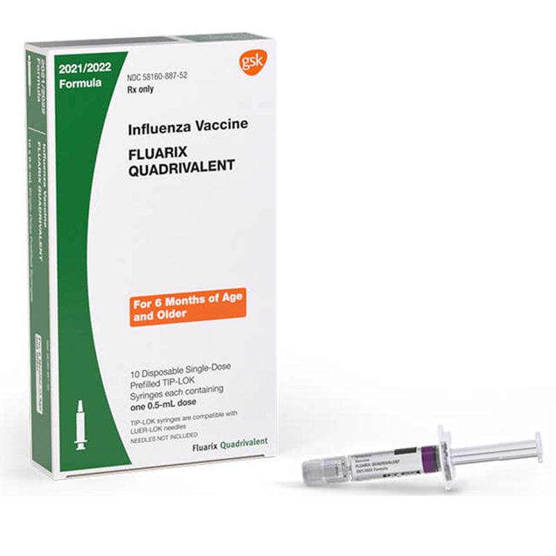 Buy GSK Vaccines Fluarix Quadrivalent (Flu Vaccine 2022-2023), Prefilled Syringes 60 mcg /0.5 mL x 10 Count **Refrigerated Item**  online at Mountainside Medical Equipment