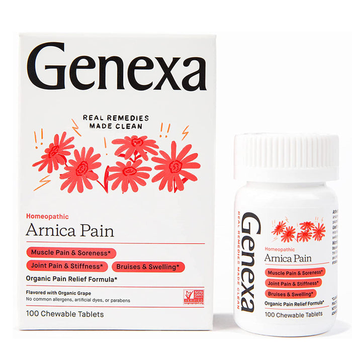 Buy Emerson Healthcare Genexa Arnica Pain Relief Remedy Arnica 100 Chewable Tablets, Grape Flavor  online at Mountainside Medical Equipment