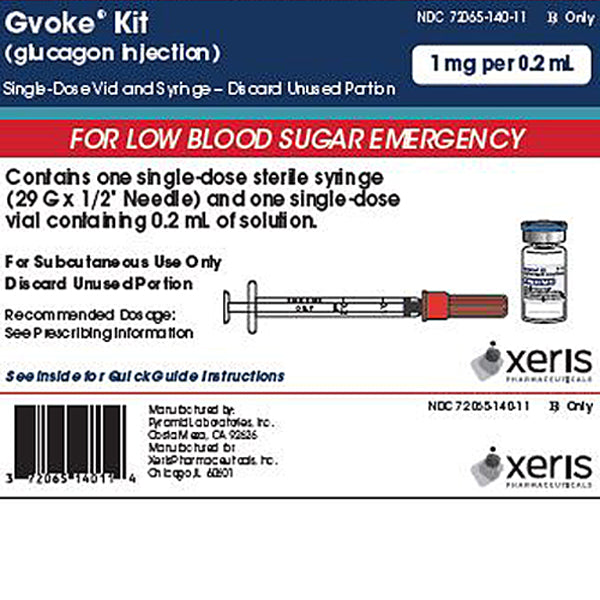 Xeris Pharmaceuticals Gvoke Glucagon Injection 1 mg Per 0.2 mL Syringe with Vial | Buy at Mountainside Medical Equipment 1-888-687-4334