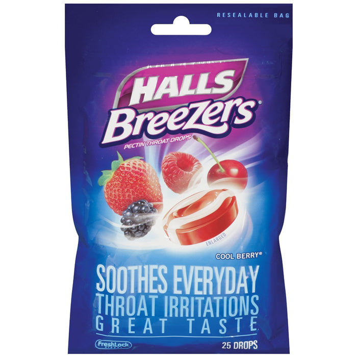 Buy Mondeez Halls Halls Breezers Cough Drops with Cool Berry Flavor, 25/Bag  online at Mountainside Medical Equipment