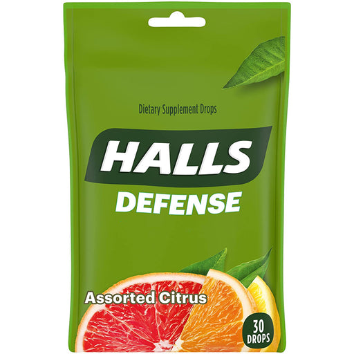 Cough Drops | Halls Defense Cough Drops with Vitamin C, Assorted Citrus Flavor 30 Count