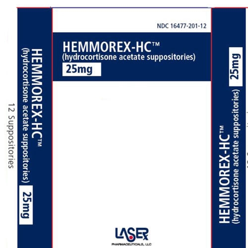 Laser Pharmaceuticals Hemmorex HC Rectal Suppositories 25mg, 12-Pack (Rx) | Buy at Mountainside Medical Equipment 1-888-687-4334