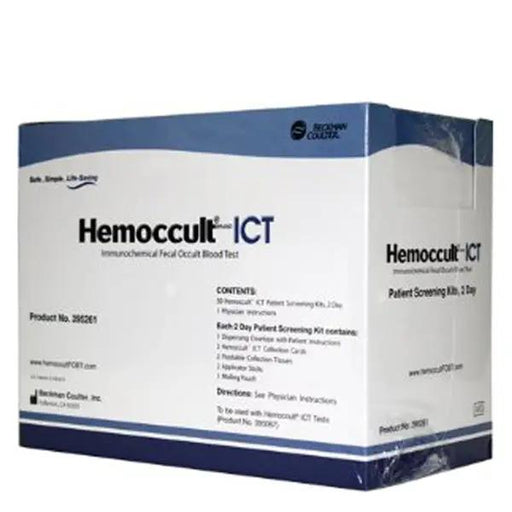 Beckman Coulter Hemoccult ICT 2-Day Patient Screening Kit Colorectal Cancer Screening Fecal Occult Blood Test (iFOB or FIT) - 50 Tests | Mountainside Medical Equipment 1-888-687-4334 to Buy