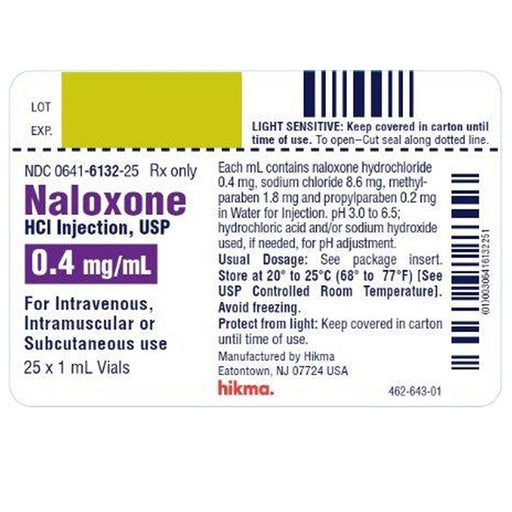 Himka Injectables Himka Naloxone Hydrochloride for Injection 0.4 mg SDV 1 mL Vials x 25 Per tray | Buy at Mountainside Medical Equipment 1-888-687-4334