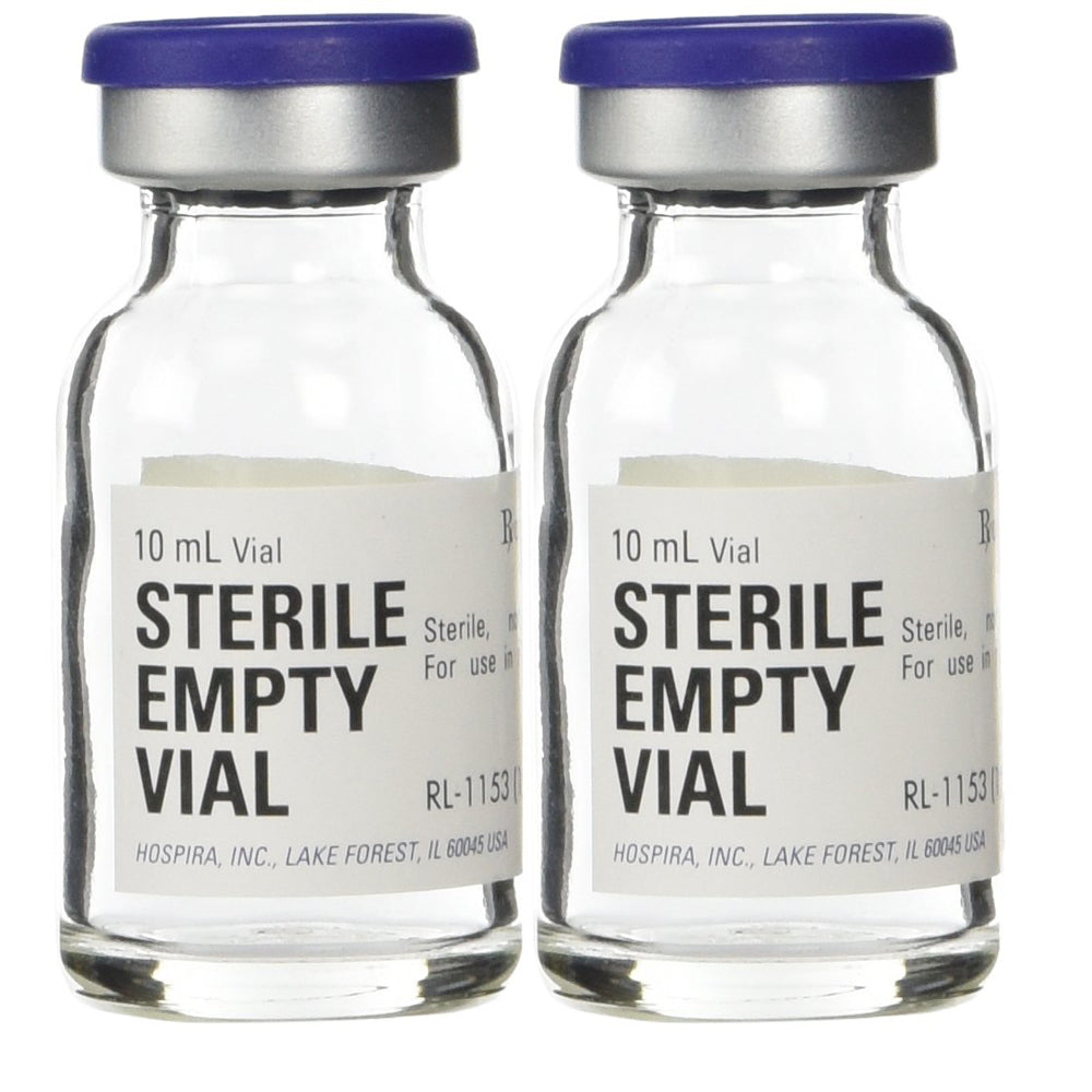 10 mL Sterile Empty Glass Vials by Hospira Pfizer, 25 Pack