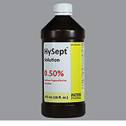 Buy Patrin Pharma Hysept Topical Antimicrobial Wound Cleaner Antiseptic Solution 0.5% Sodium Hypochlorite 16oz  online at Mountainside Medical Equipment