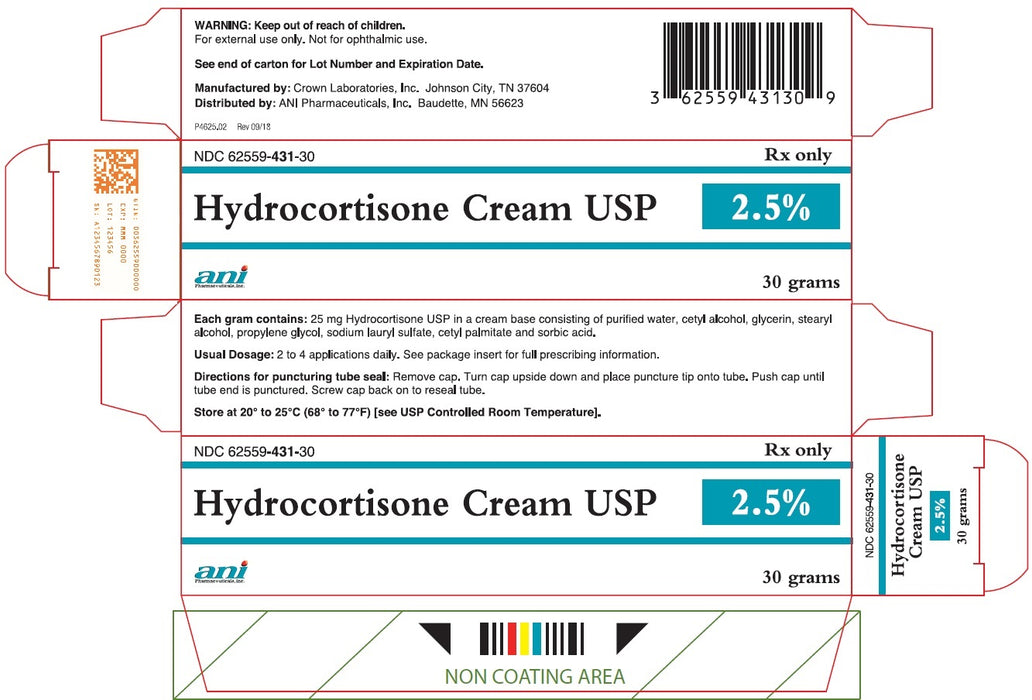 Buy ANI Pharmaceuticals Hydrocortisone Cream 2.5% Topical Corticosteroid 30 Gram Tube- ANI Pharma  online at Mountainside Medical Equipment