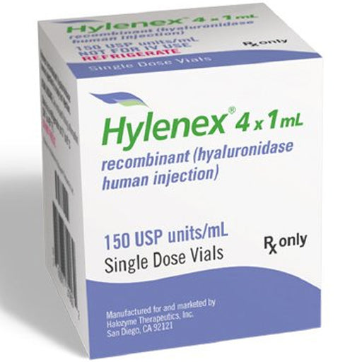 Hyaluronidase Human Injection, | Hylenex Recombinant Human Hyaluronidase Injection 1 mL, 150 Units/mL, 4 Vials Per Box  *Refrigeration Item