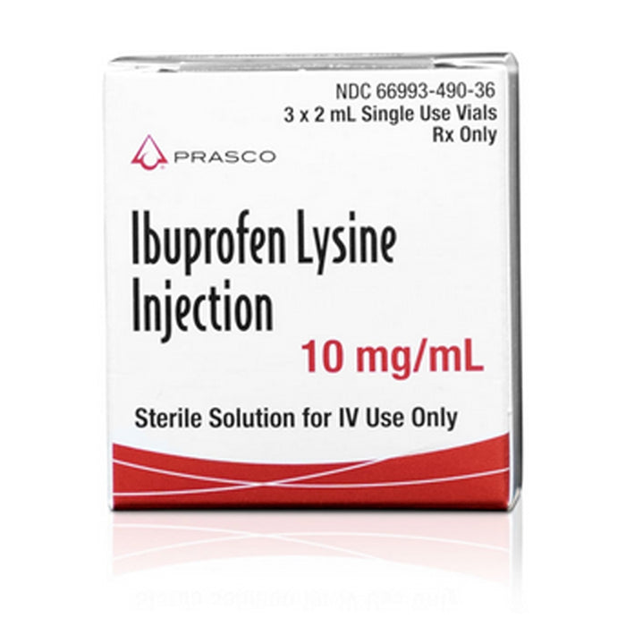 Buy Prasco Labs Ibuprofen Lysine for Injection 10 mg/mL Single Use Vial 2 mL x 3 Vials  online at Mountainside Medical Equipment
