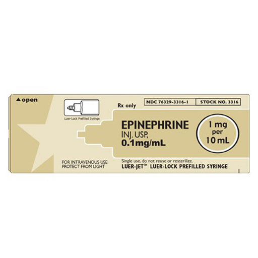 Adrenergic Agonist, | Epinephrine Prefilled Syringe 1 mg per 10mL -10 Pack (Rx)