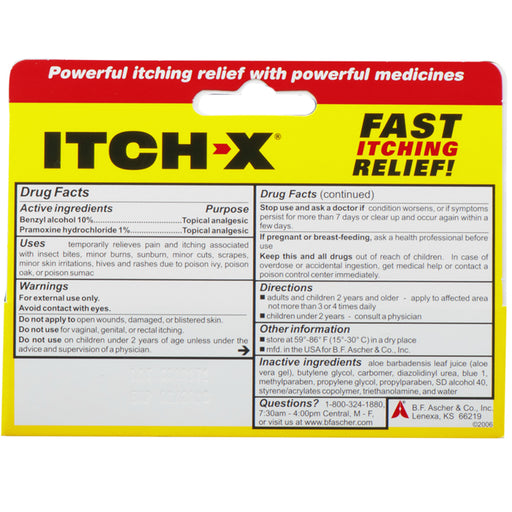 Buy BF Ascher Itch-X Anti-Itch Fast-Acting Itch Relief Gel  online at Mountainside Medical Equipment