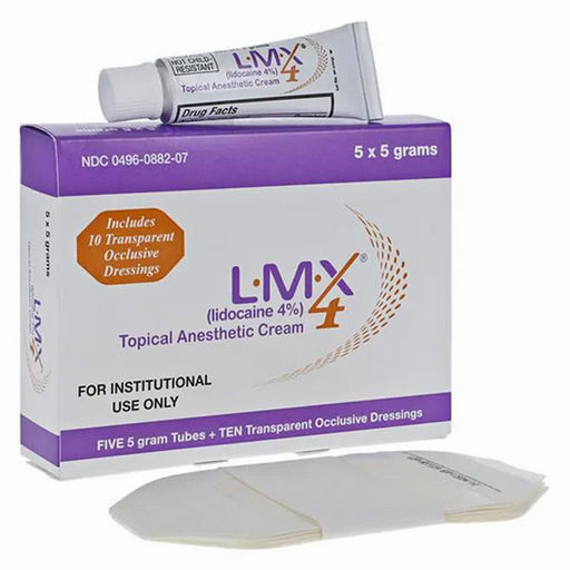 Local Anesthetic | LMX4 Plus Topical Anesthetic Cream 4% (5 Tubes) + 10 Tegaderm Transparent Dressings