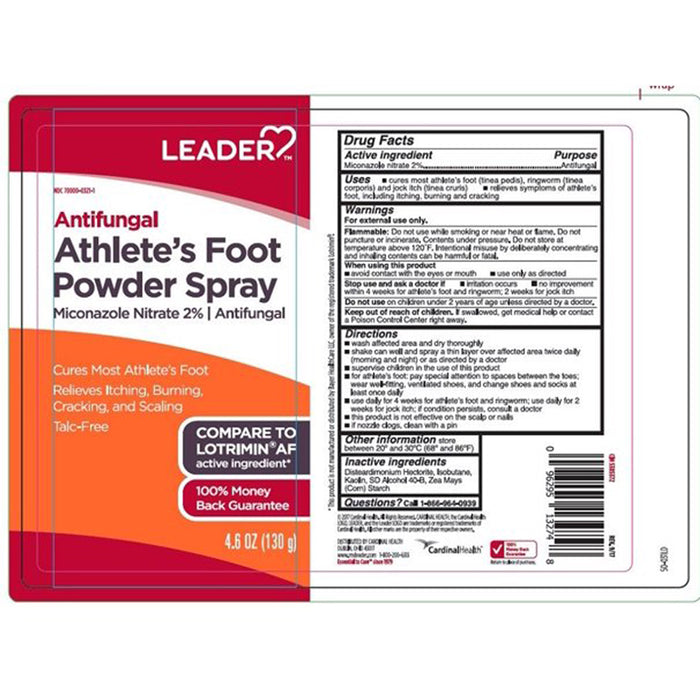 Buy Prestige Brands Leader Athlete's Foot Powder Spray Miconazole Nitrate 2%, 4.6 oz  online at Mountainside Medical Equipment