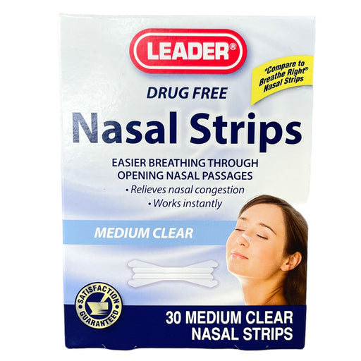 Buy Leader (Compare to Breathe Right) Leader Better Breathing Nasal Strips Medium Clear Nasal Strips 30 Count  online at Mountainside Medical Equipment