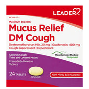 Mucus Relief DM Cough Medicine Maximum Strength Tablets 24 Count  