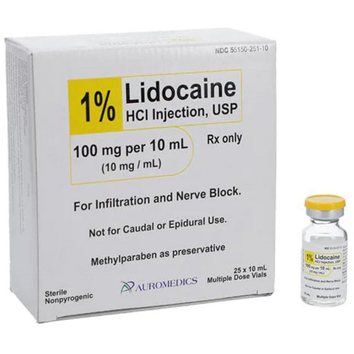 Buy Eugia US Lidocaine 1% for Injection Multi-dose Vial 10 mL x 25 Per Tray  online at Mountainside Medical Equipment