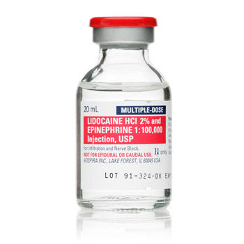 Pfizer Injectables Lidocaine 2% and Epinephrine 1% 1:100,000 for Injection 20 mL Multiple Dose, 25/Pack (Rx) | Mountainside Medical Equipment 1-888-687-4334 to Buy