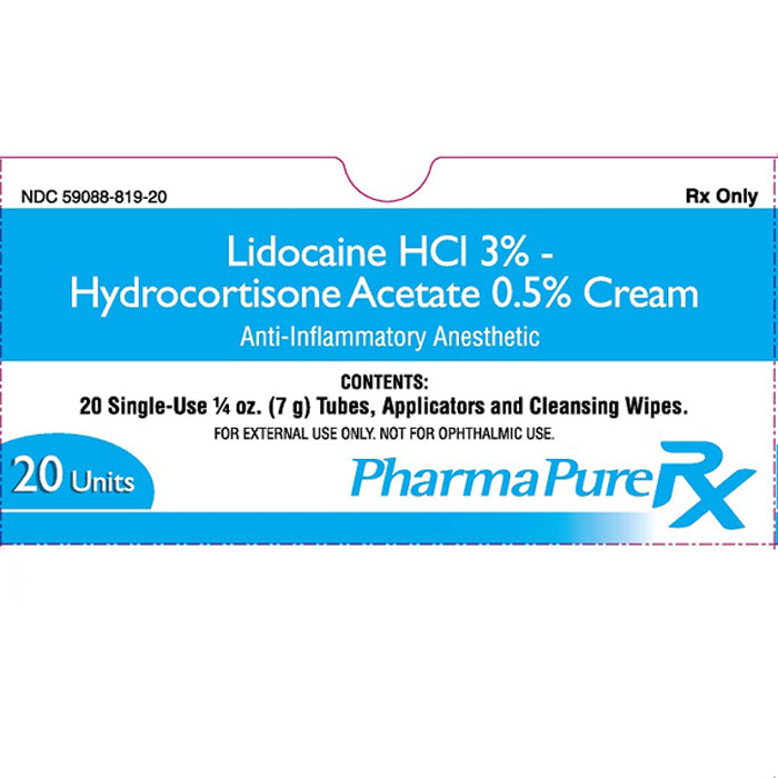 Buy Puretek Lidociane HCI 3% Hydrocortisone Acetate 0.5% Cream 20 Single-Use Tubes, Applicators & Wipes  online at Mountainside Medical Equipment