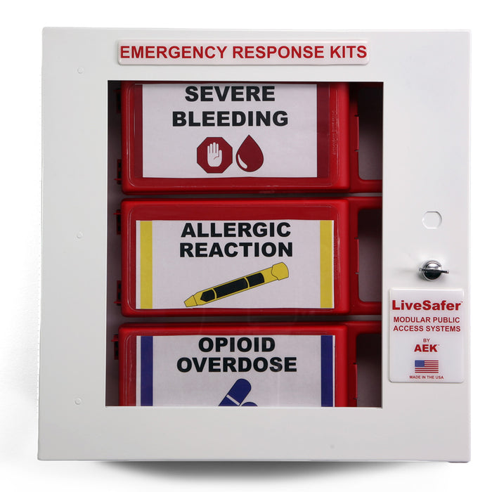 Buy Illinois Supply Company LiveSafer Emergency Response Low Profile 4" Deep Cabinet with Severe Bleeding, Allergic Reaction, Opiod Overdose Cases  online at Mountainside Medical Equipment