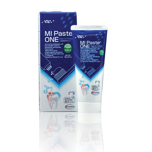 GC America Mi Paste One Anti-Cavity Toothpaste, 2-n-1 Application, Fresh Mint | Mountainside Medical Equipment 1-888-687-4334 to Buy