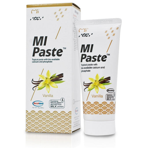 MI Paste Vanilla Flavor: Enamel strengthening and sensitivity relief, promoting optimal oral health and cavity prevention.