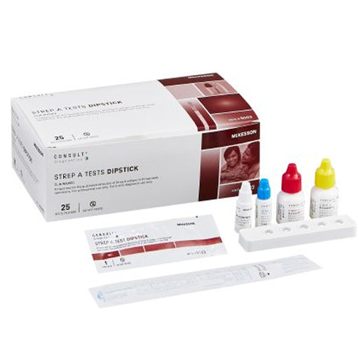  | McKesson Rapid Strep A Testing Kit Throat Swab Specimen Dipsticks, 25 Test Per Box