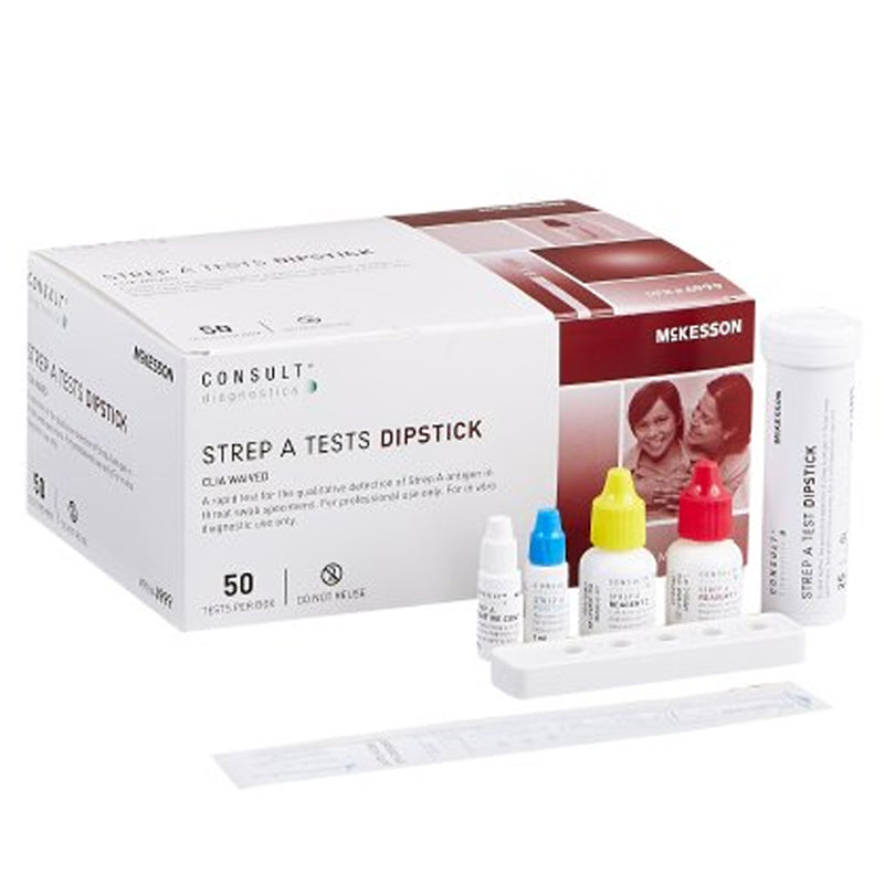 Buy McKesson McKesson Rapid Strep A Testing Kit Throat Swab Specimen Dipsticks, 50 Test Per Box  online at Mountainside Medical Equipment