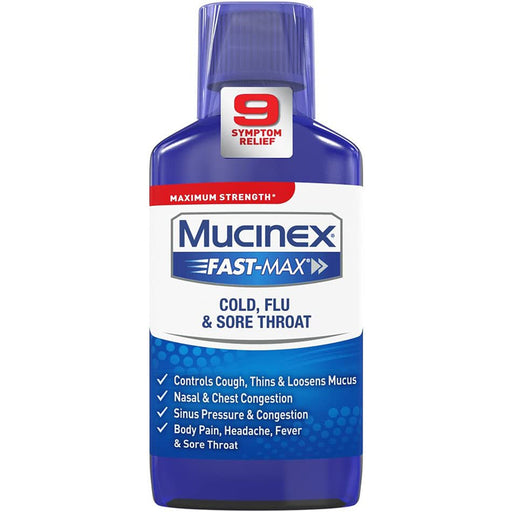 RB Health Mucinex Fast-Max Cold, Flu & Sore Throat Relief Medicine Liquid 6 oz | Mountainside Medical Equipment 1-888-687-4334 to Buy