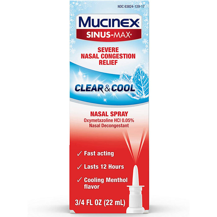 Buy RB Health Mucinex Sinus-Max Severe Nasal Congestion Relief Clear & Cool 0.75 fl oz  online at Mountainside Medical Equipment