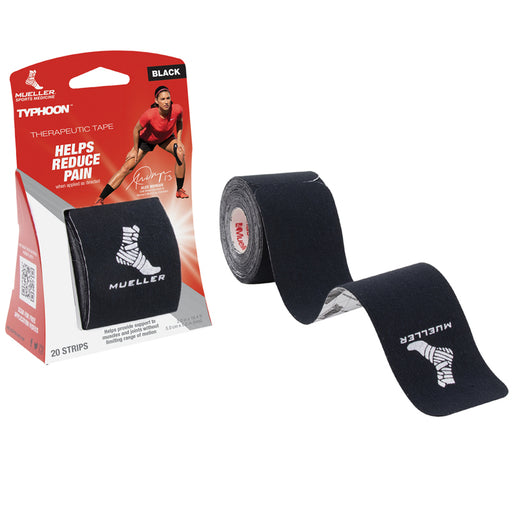 Mueller Sport Medicine Mueller Typhoon Kinesiology Therapeutic Tape, Pre-Cut Strips, Black, 20 Count | Mountainside Medical Equipment 1-888-687-4334 to Buy