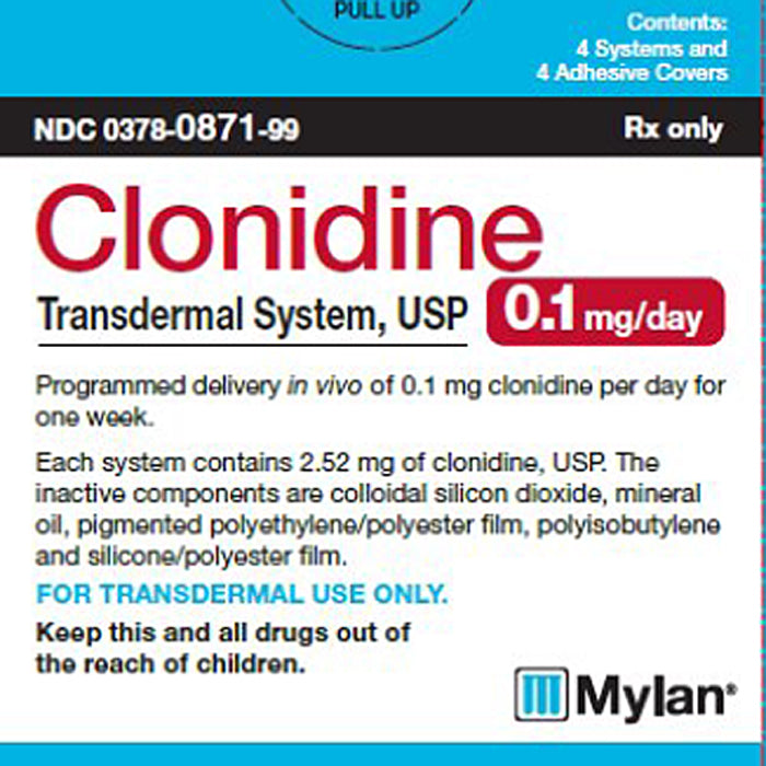 Mylan Clonidine Transdermal Patch 0.1mg 24-Hour 4/Box — Mountainside ...