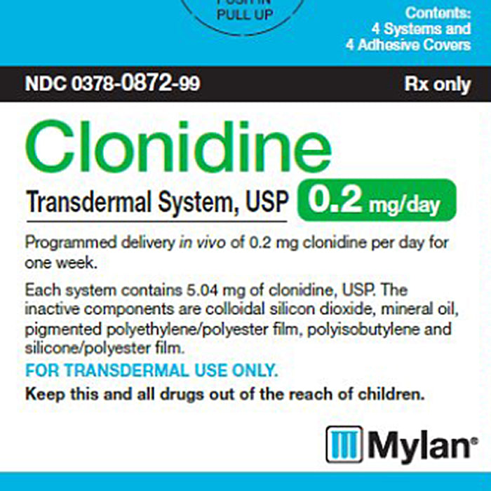 Clonidine Transdermal Patch 0.2 mg 24Hour 4/Box BY Mylan (RX) — Mountainside Medical Equipment