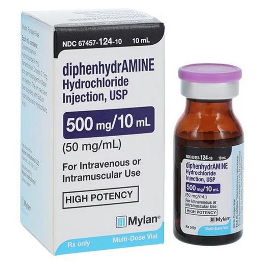 Mylan Institutional Diphenhydramine Hydrochloride for Injection 500mg/10 mL Vial (Rx) | Mountainside Medical Equipment 1-888-687-4334 to Buy