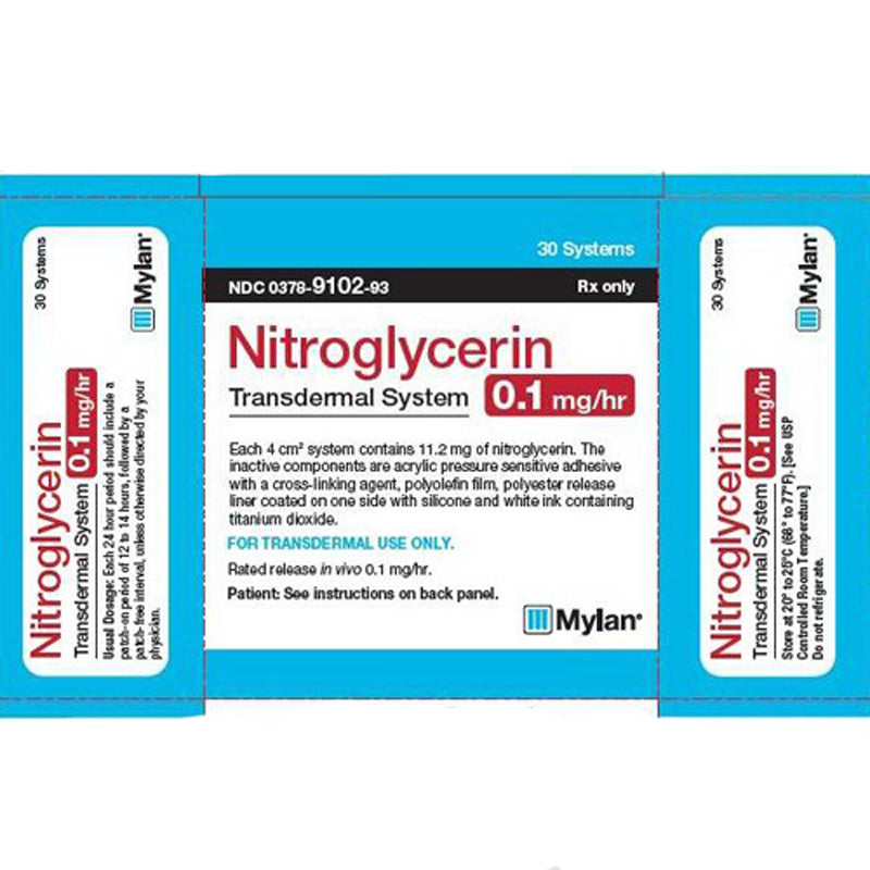 Buy Mylan Pharmaceuticals Mylan Nitroglycerin Transdermal Patches 0.1 mg/hr, 30 Count (Rx)  online at Mountainside Medical Equipment