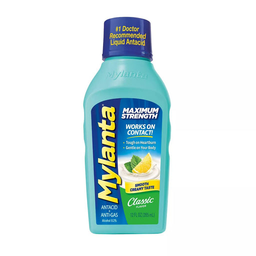 Gas and Bloating Relief | Mylanta Maximum Strength Classic Flavor Antacid + Antigas Liquid, 12 oz