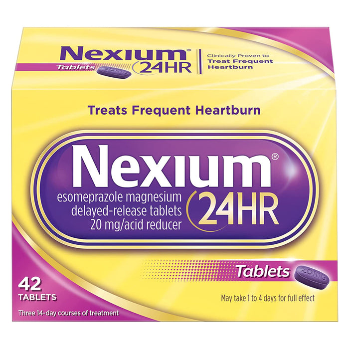 Buy Glaxo Smith Kline Nexium 24 Hour Heartburn Acid Reducer 20 mg Delayed Release Heartburn Relief Tablets 42 Count  online at Mountainside Medical Equipment