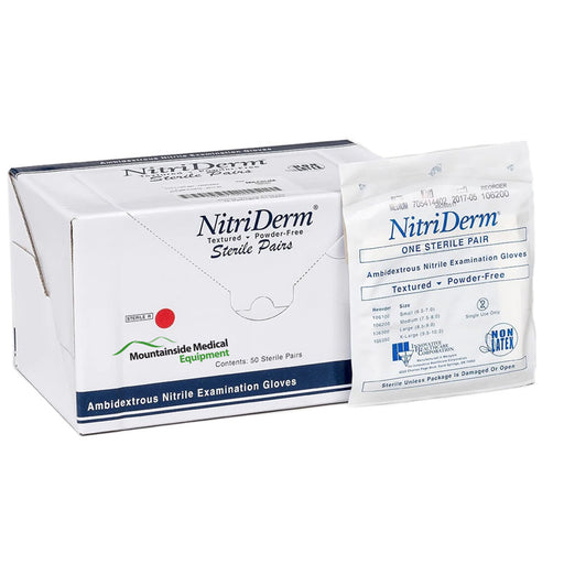 NitriDerm Nitriderm Sterile Nitrile Gloves Powder Free, 50pr/Box | Mountainside Medical Equipment 1-888-687-4334 to Buy