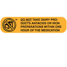 Pharmacies | Do Not Take Dairy, Antacids, or Iron Labels, 1000 count