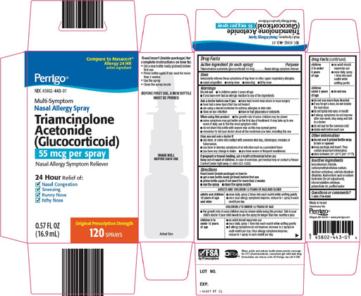 Package Label for Triamcinolone Acetonide Allergy Nasal Spray, 120 Sprays
