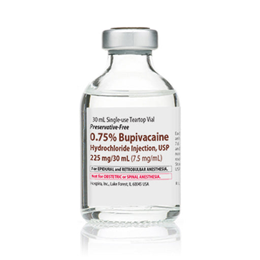 Shop for Bupivacaine Hydrochloride 0.75% for Injection Single-Dose Vials 30 mL, 25/Tray (Rx) used for Local Anesthetic