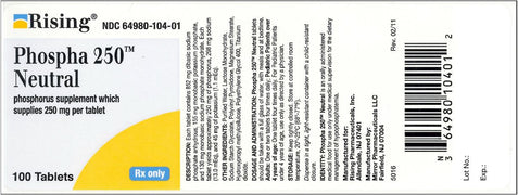 Buy Rising Pharmaceuticals Phospha 250 Neutral Tablets (100 Count) (Rx)  online at Mountainside Medical Equipment
